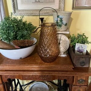 Textured Amber Colored Glass Lantern